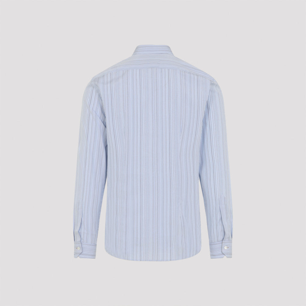 Blue Slim Fit Striped Shirt 4