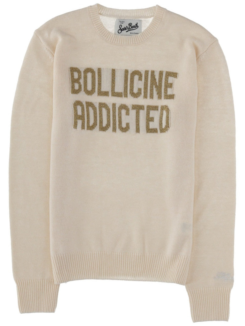White Graphic Crew Neck Sweater 1