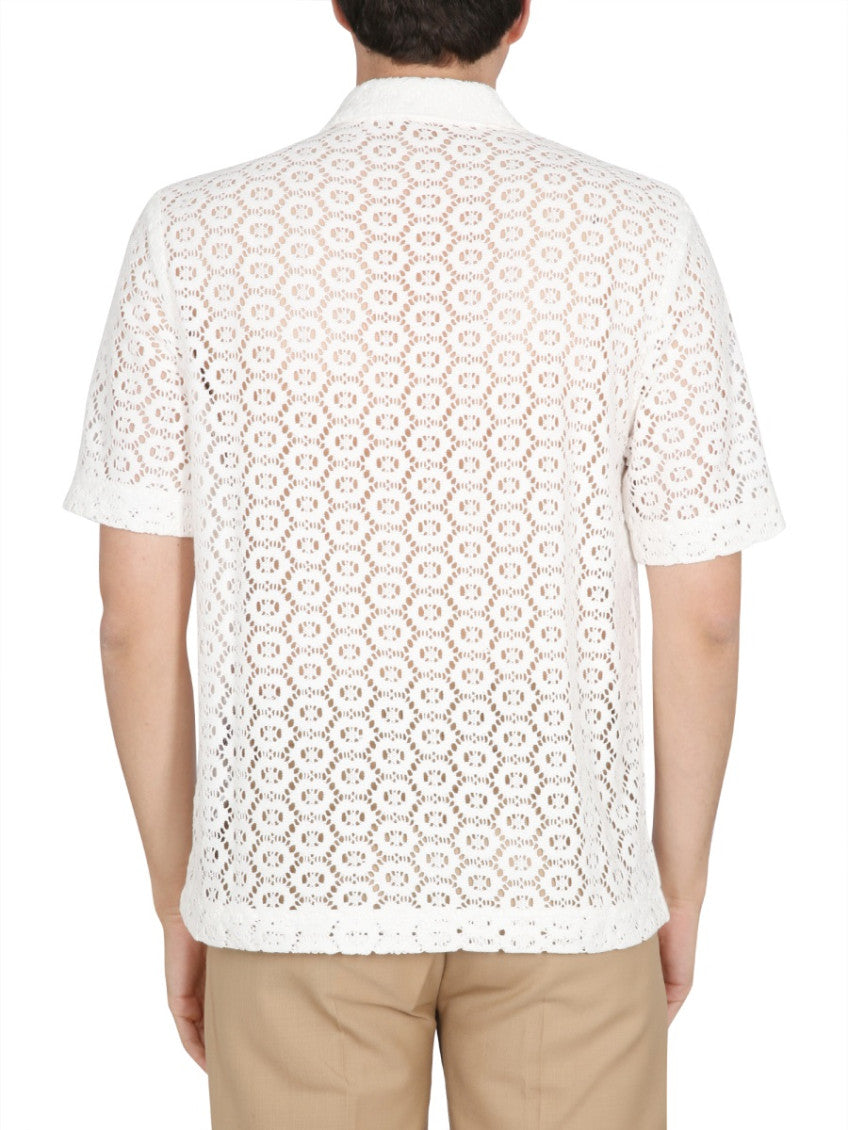 White Pointelle Knit Shirt 3