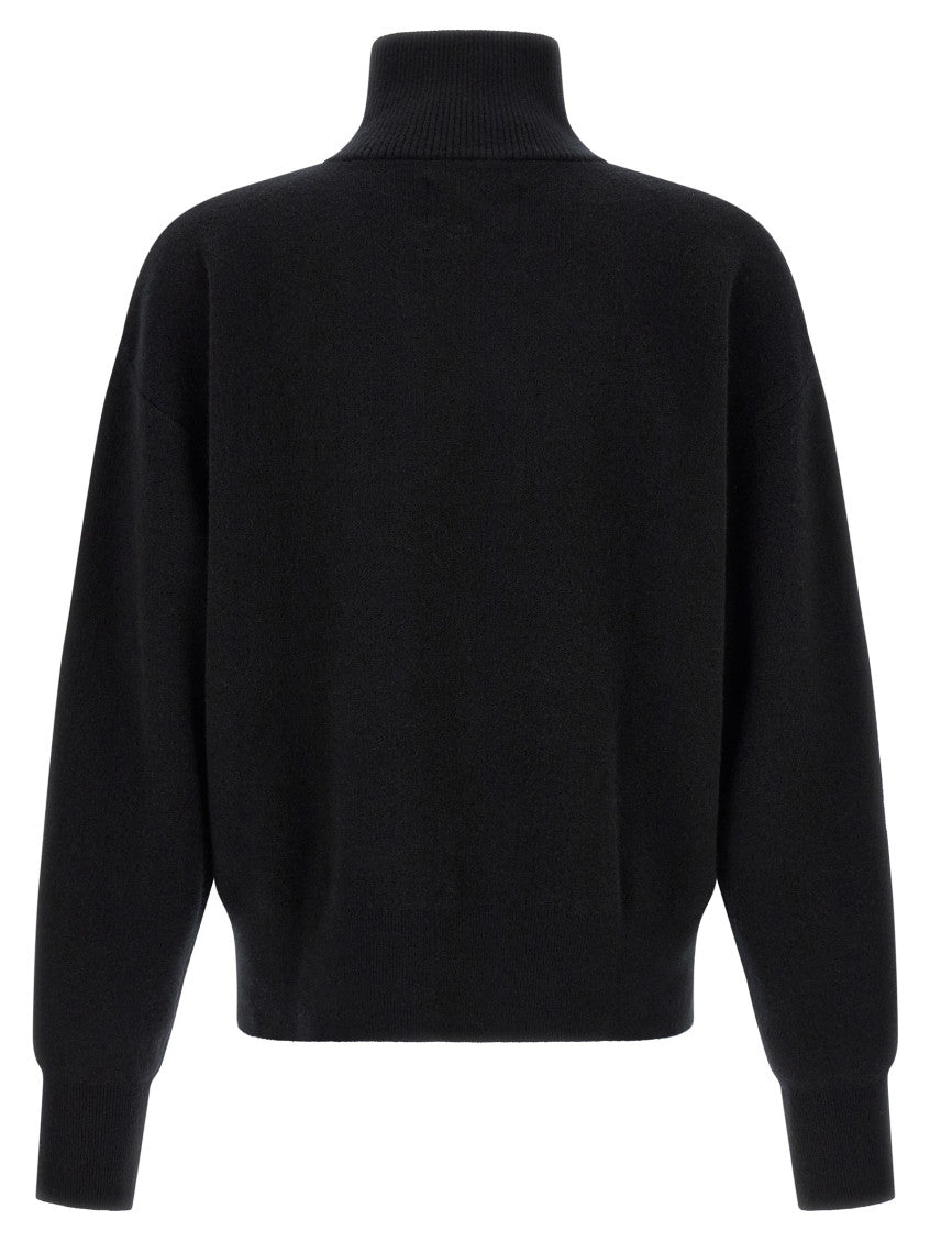 Black Zip Up Turtle Neck Cardigan 2