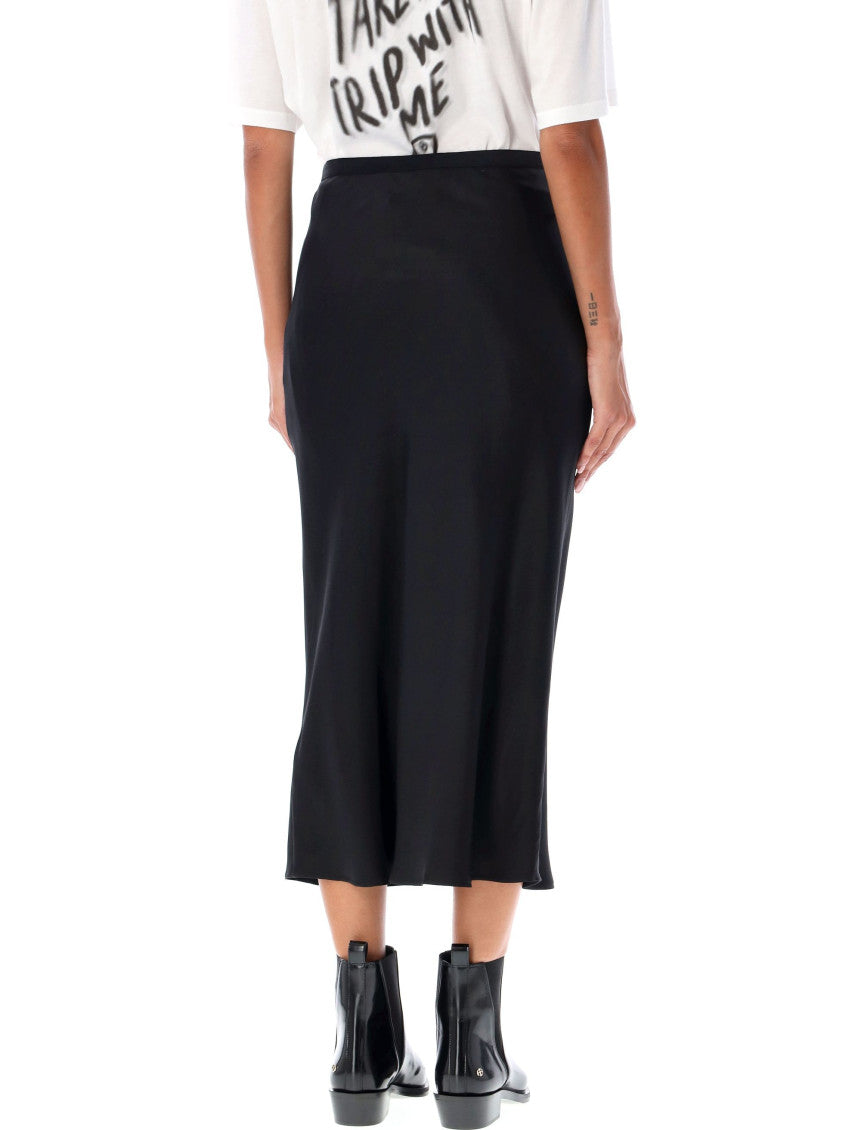 Black Bar Fluted Silk Skirt 2
