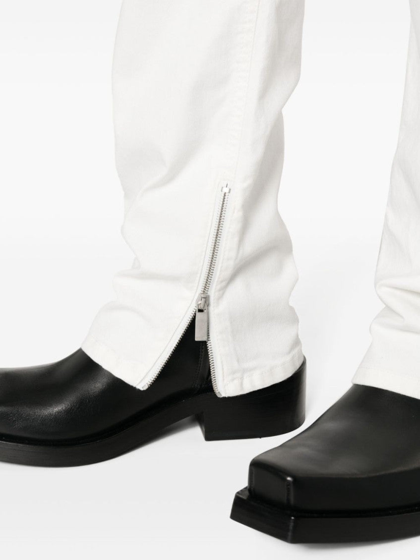 White Embroidered Log Jeans 2