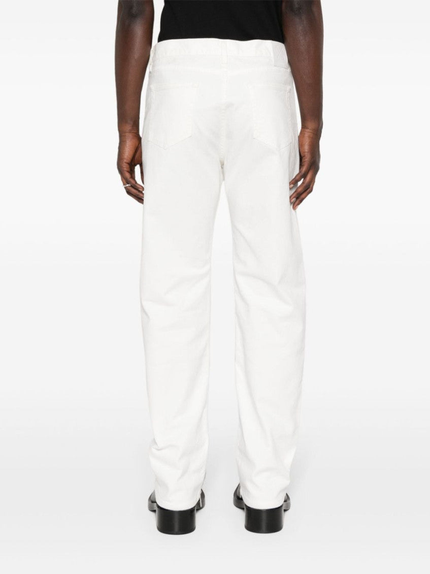 White Embroidered Log Jeans 4