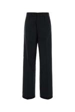 Black Herringbone Solid Trousers 1