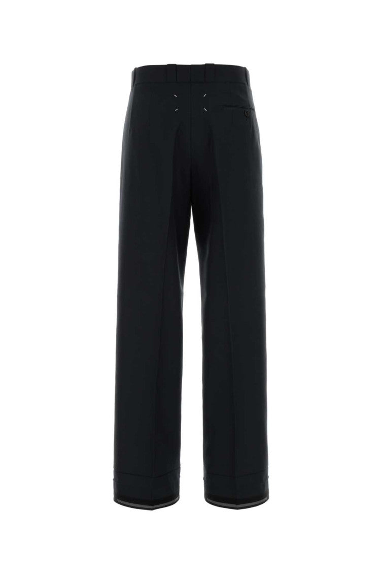 Black Herringbone Solid Trousers 2