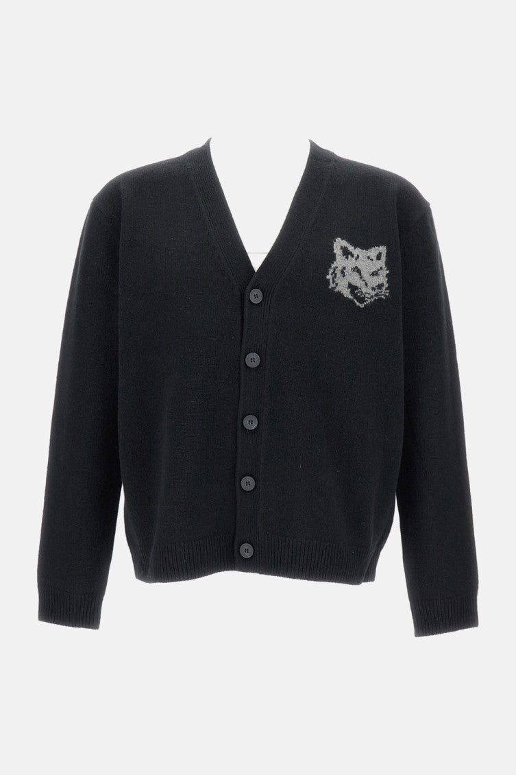 Black Wool v-necked cardigan 1