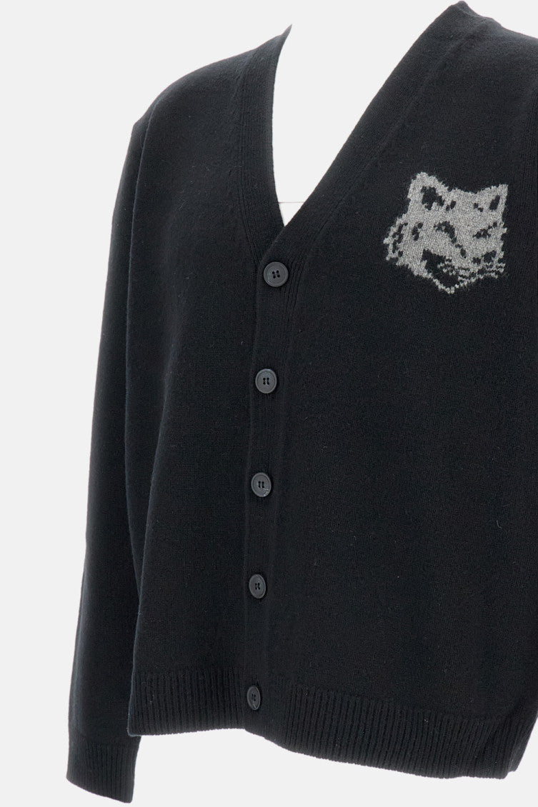 Black Wool v-necked cardigan 3