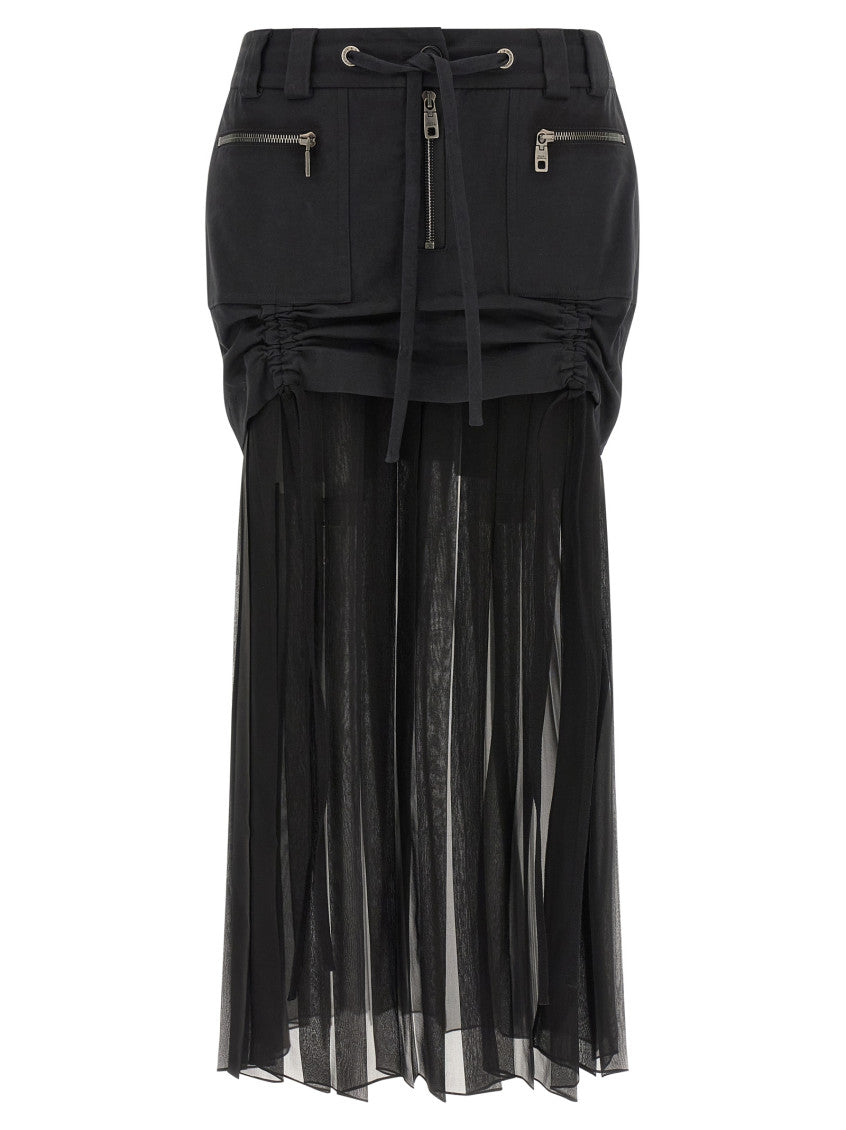 Black Twill and chiffon skirt 1