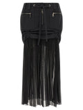 Black Twill and chiffon skirt 1