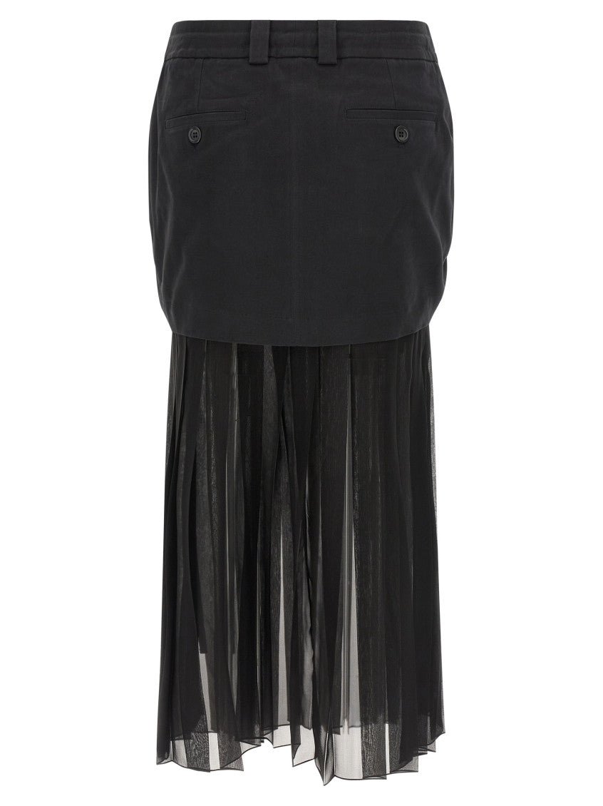 Black Twill and chiffon skirt 2
