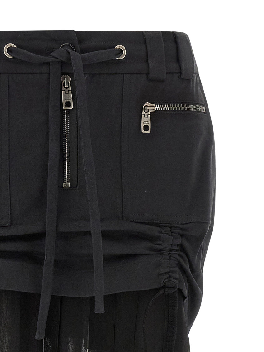 Black Twill and chiffon skirt 3