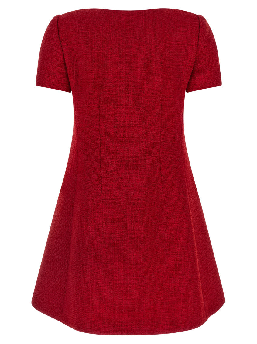 Red Bow Textured Dress 2