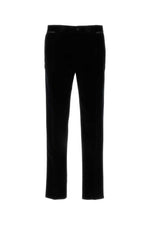 Black Pants with Belt Loops in Velvet Stretch Man 1