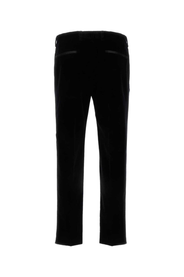 Black Pants with Belt Loops in Velvet Stretch Man 2