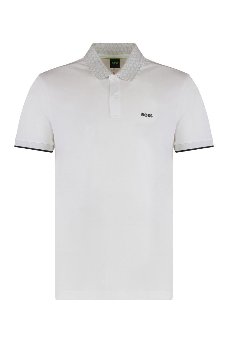White Printed Logo Polo 1