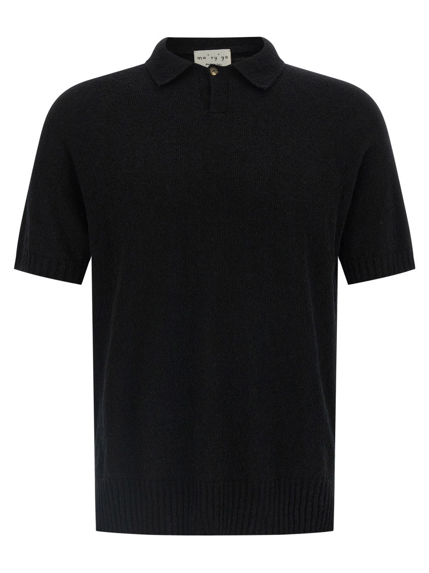 Black Spongy Effect Polo Shirt 1
