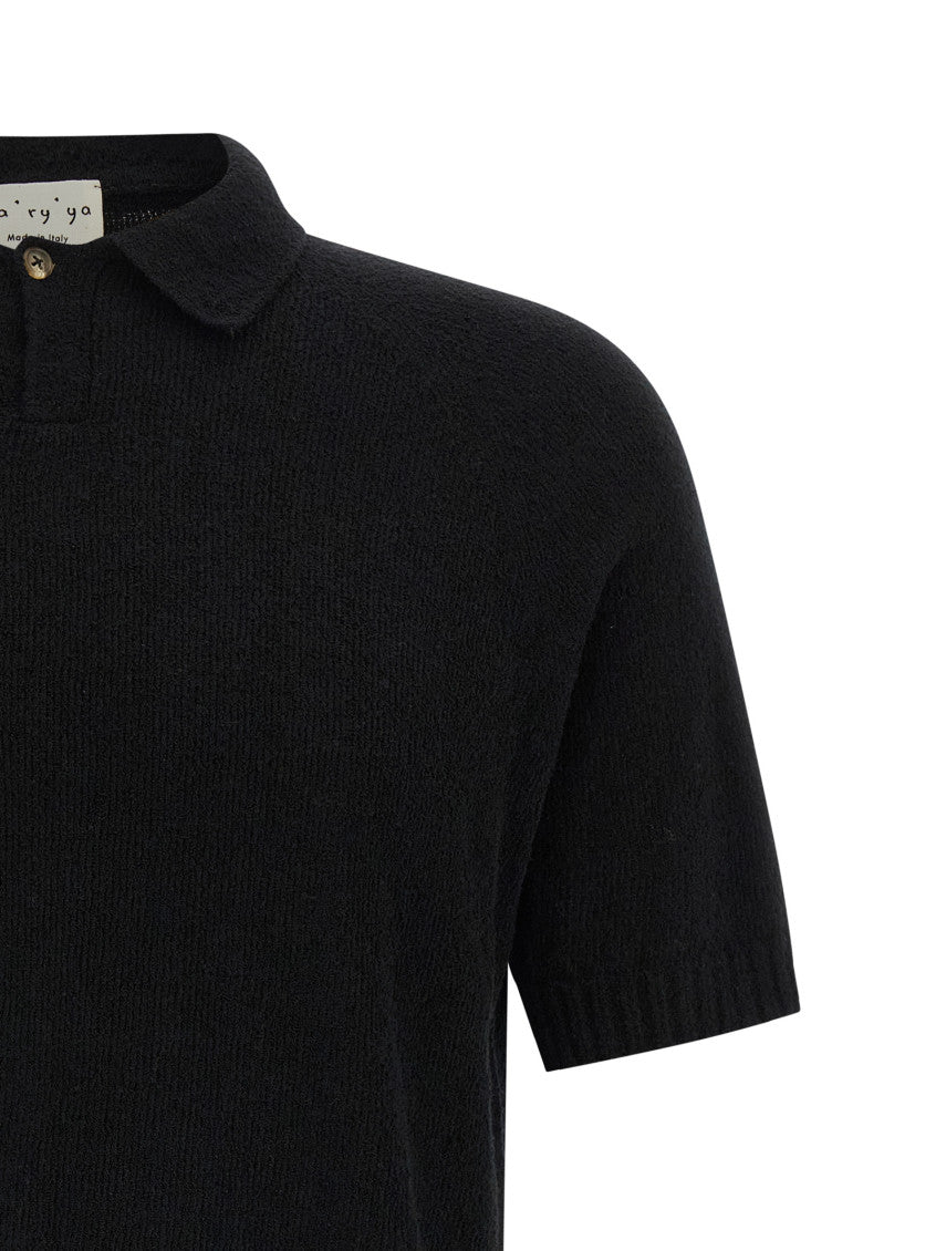 Black Spongy Effect Polo Shirt 3