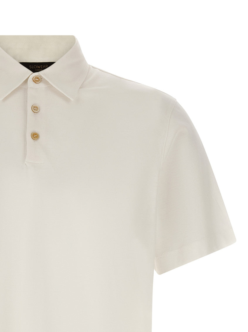 White Cotton Silk Polo Shirt 3