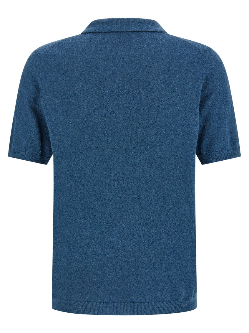 Blue Spongy Effect Polo Shirt 2