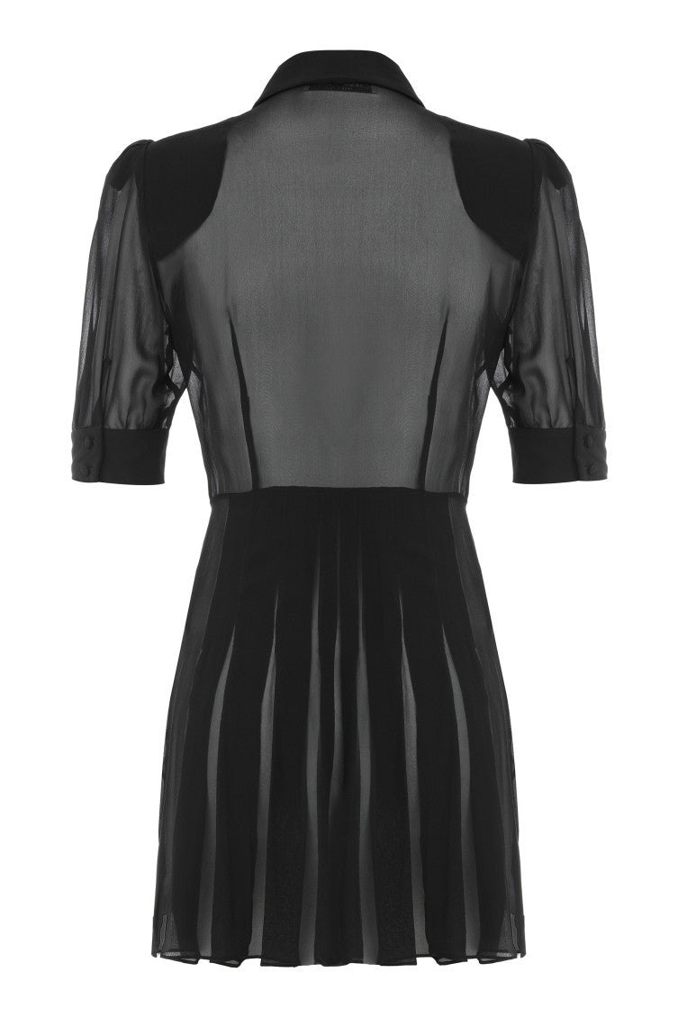 Black Shirt Collar Mini Dress 2