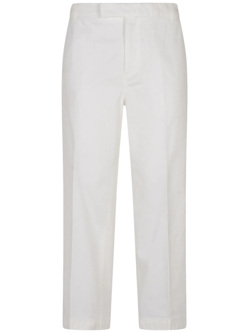 White Cotton Straight-Leg Trousers 1