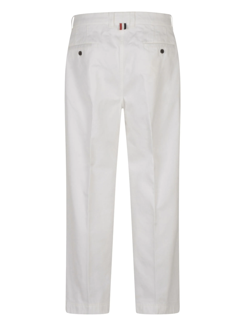 White Cotton Straight-Leg Trousers 2