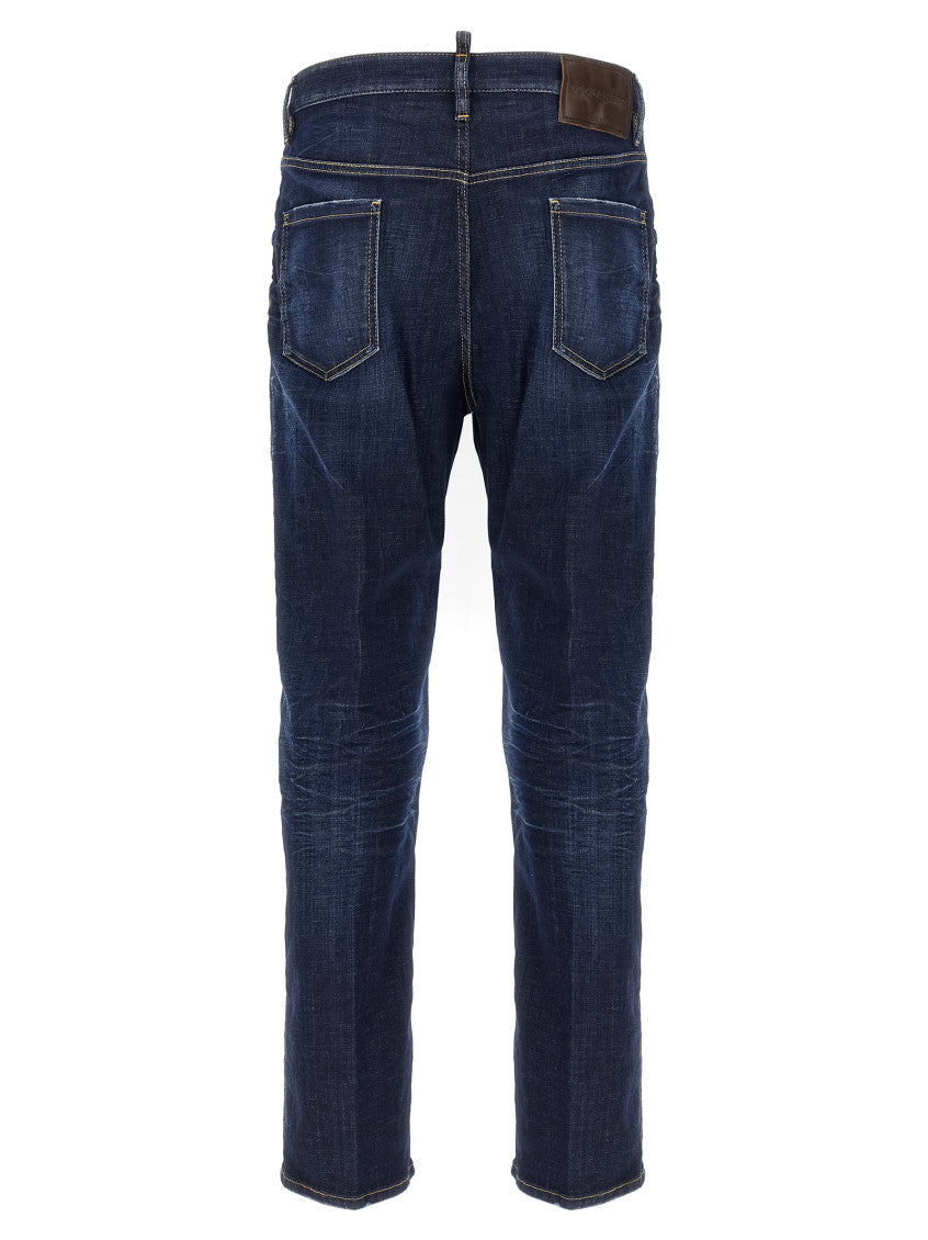 Blue Mid Rise Cotton Jeans 2