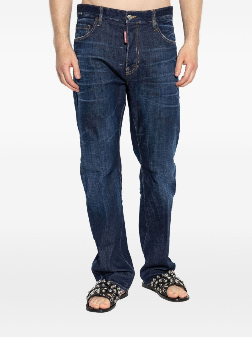 Blue Mid Rise Cotton Jeans 5