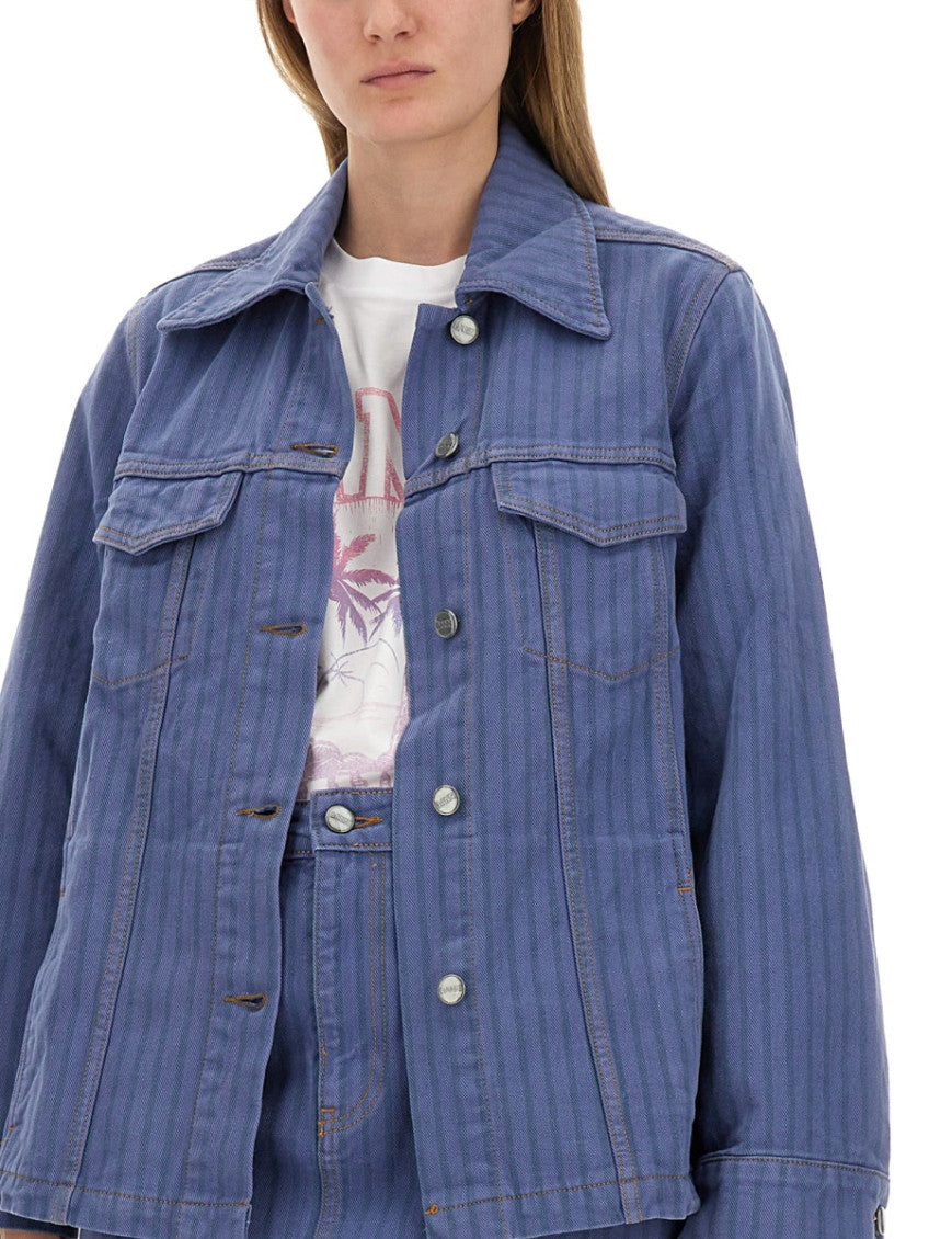Denim Stripes Shirt Collar Jacket 3