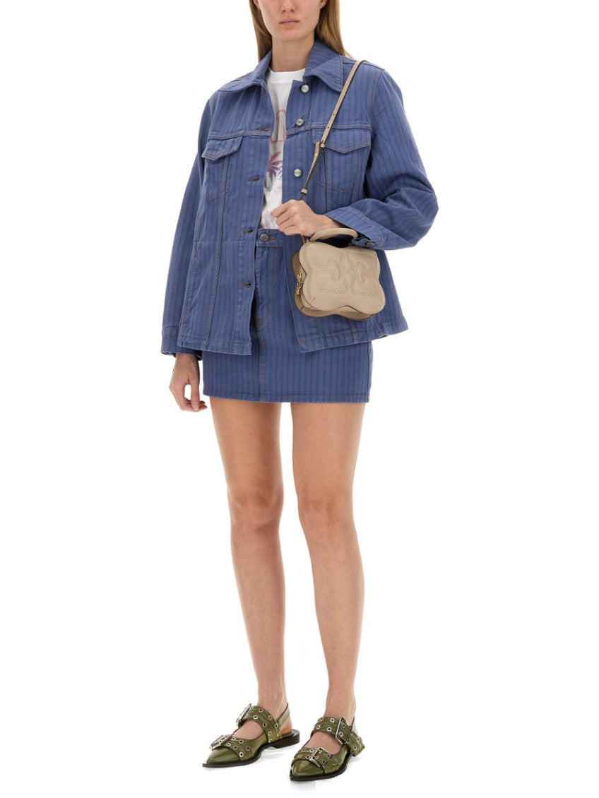 Denim Stripes Shirt Collar Jacket 4