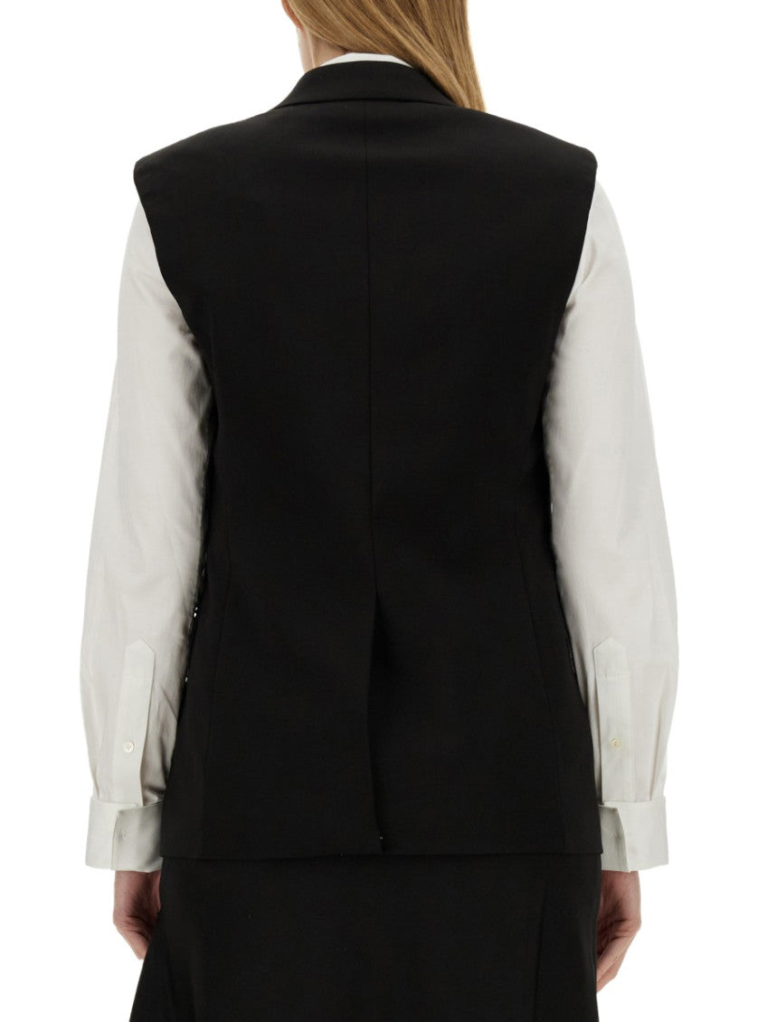 Black Solid Notched Lapel Jacket 2