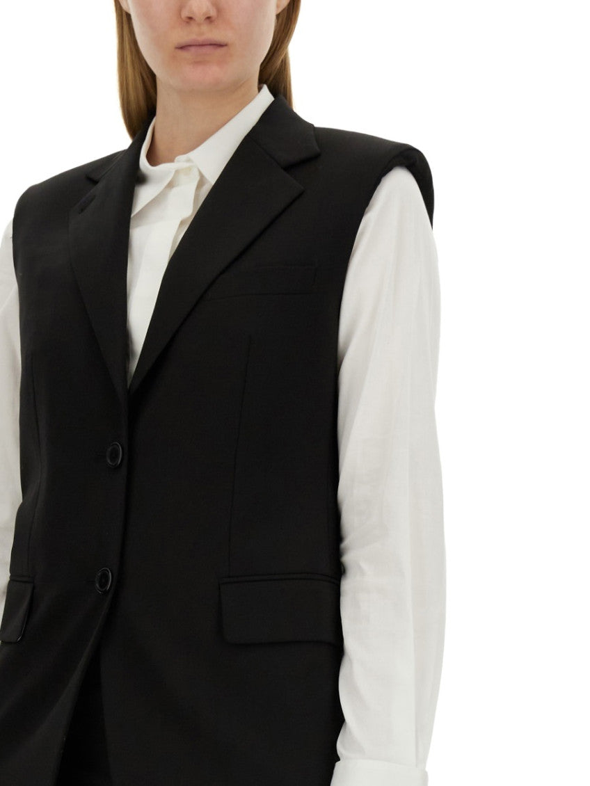 Black Solid Notched Lapel Jacket 3