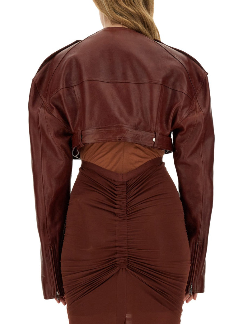 Brown Solid Notched Lapel Jacket 2