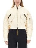 Beige Solid Mock Collar Jacket 1