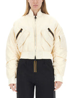 Beige Solid Mock Collar Jacket 1
