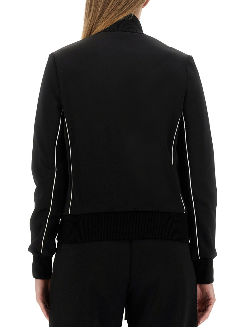 Black Solid Mock Collar Jacket 2