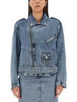 Blue Solid Shirt Collar Jacket 1