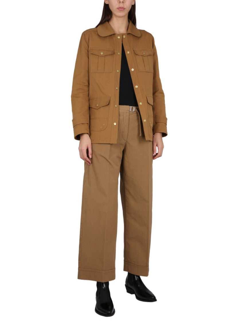 Brown Solid Shirt Collar Jacket 4