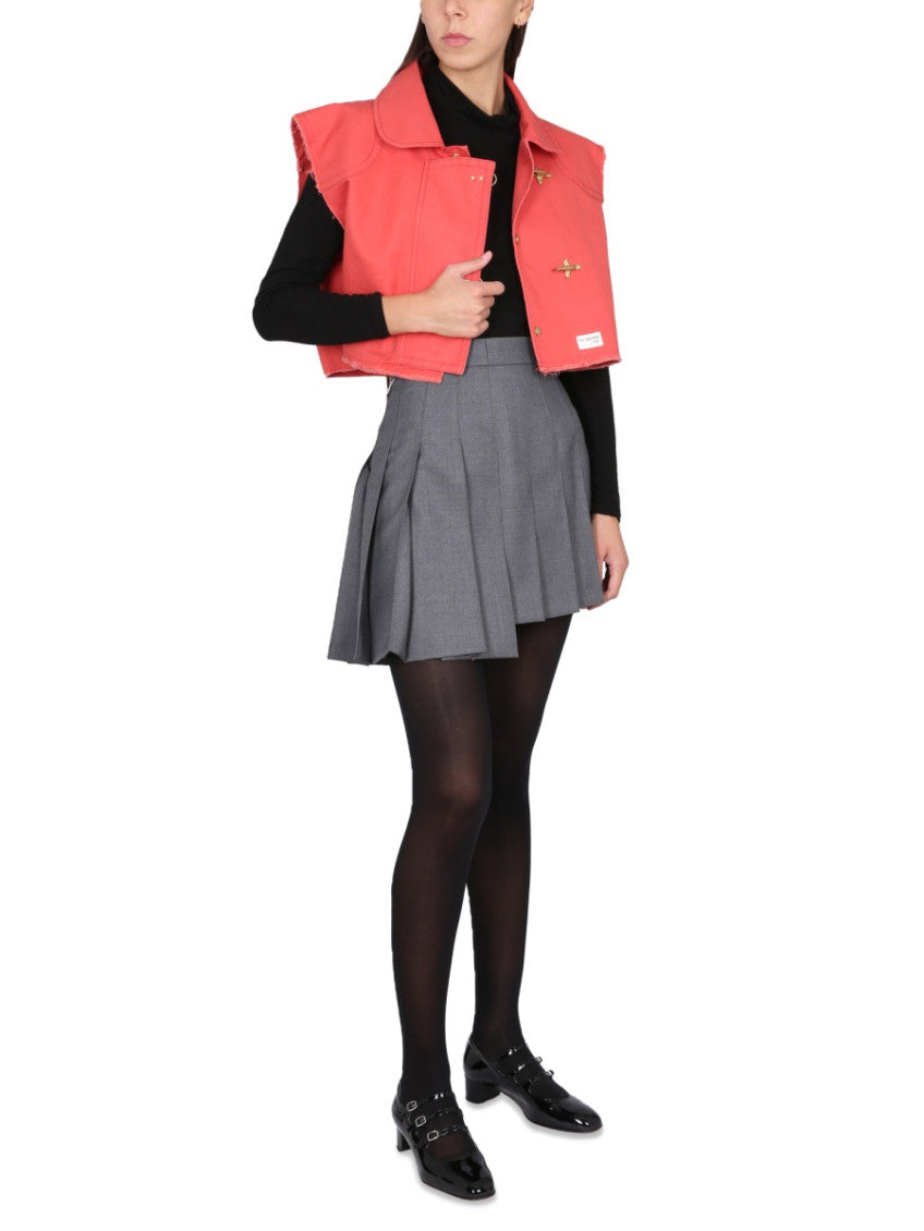 Red Solid Shirt Collar Jacket 4