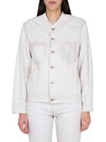 White Solid Band Collar Jacket 1