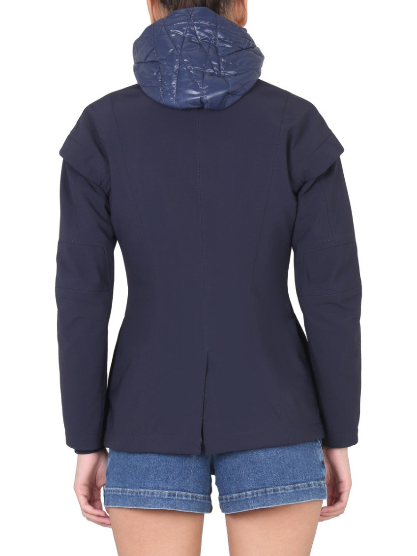 Navy Blue Solid Hood Jacket 2