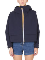 Navy Blue Solid Hood Jacket 1