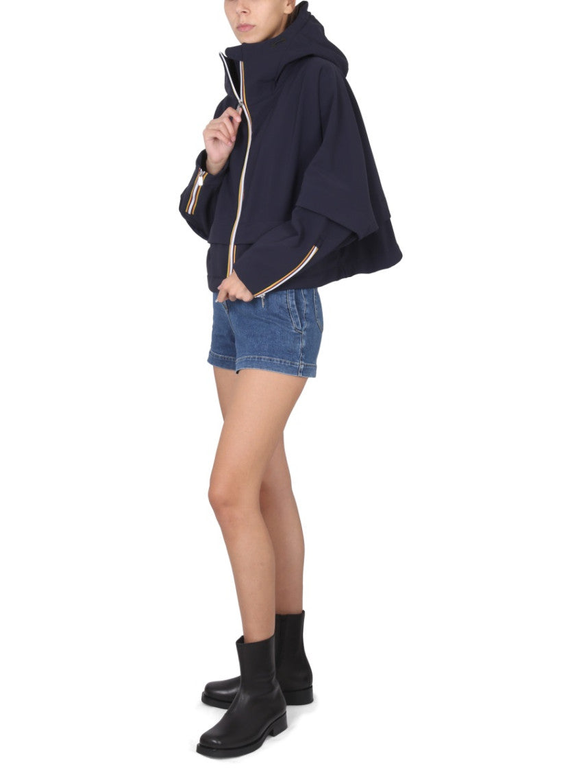 Navy Blue Solid Hood Jacket 4