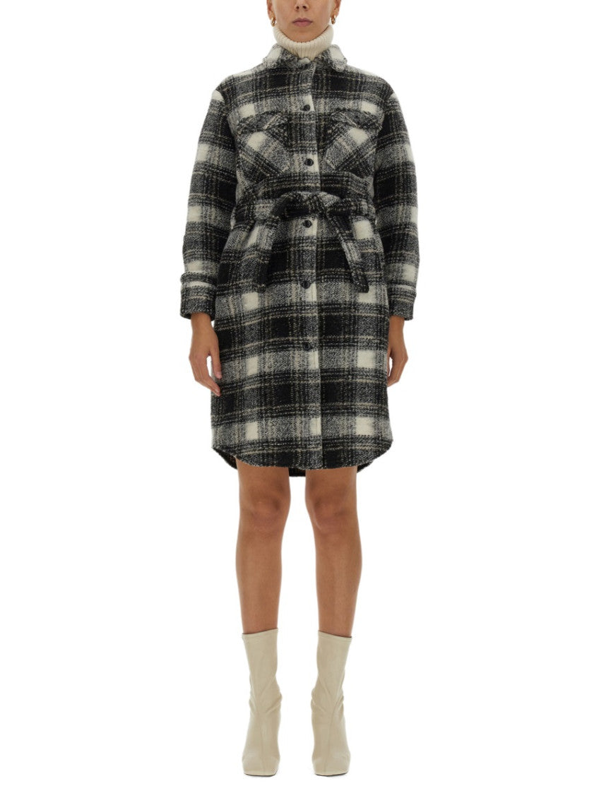 Black Checks Shirt Collar Jacket 1