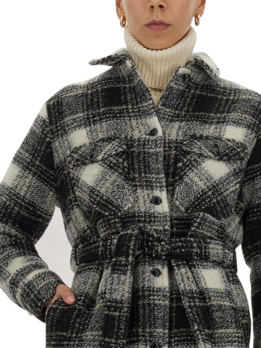 Black Checks Shirt Collar Jacket 3