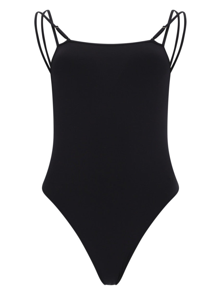 Black Solid Swimwear 1