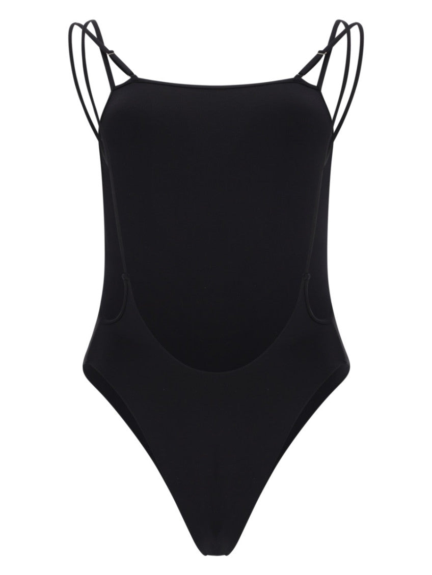 Black Solid Swimwear 3