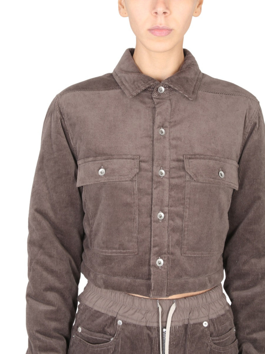 Beige Textured Shirt Collar Jacket 3