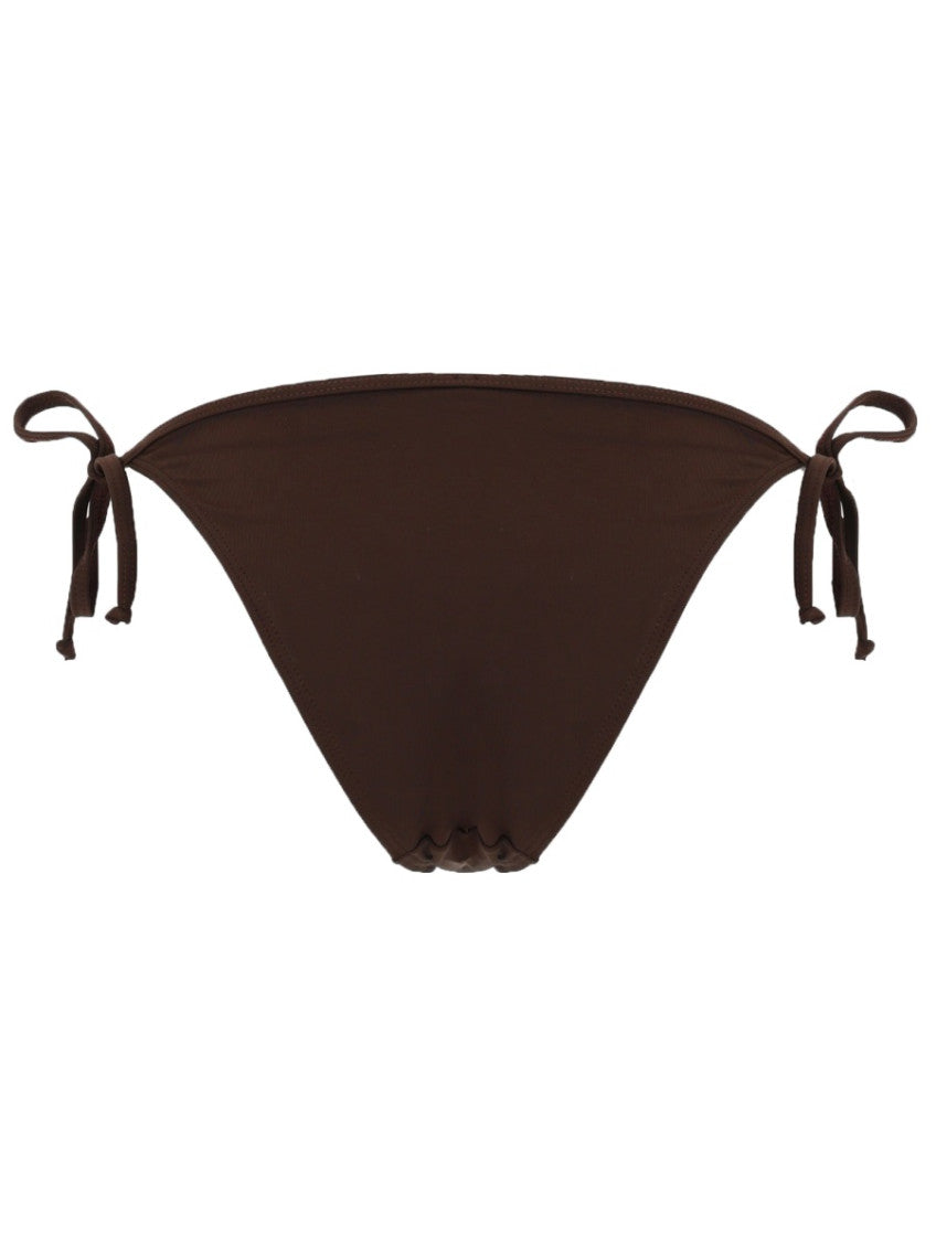 Brown Solid Swimwear 2
