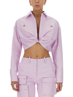 Purple Solid Shirt Collar Jacket 1